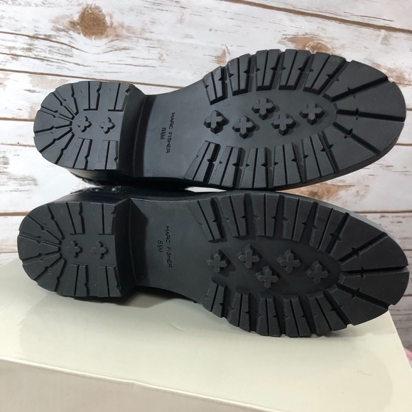 Marc Fisher Black Leather & Plaid Combat Booties - Picture 4 of 8